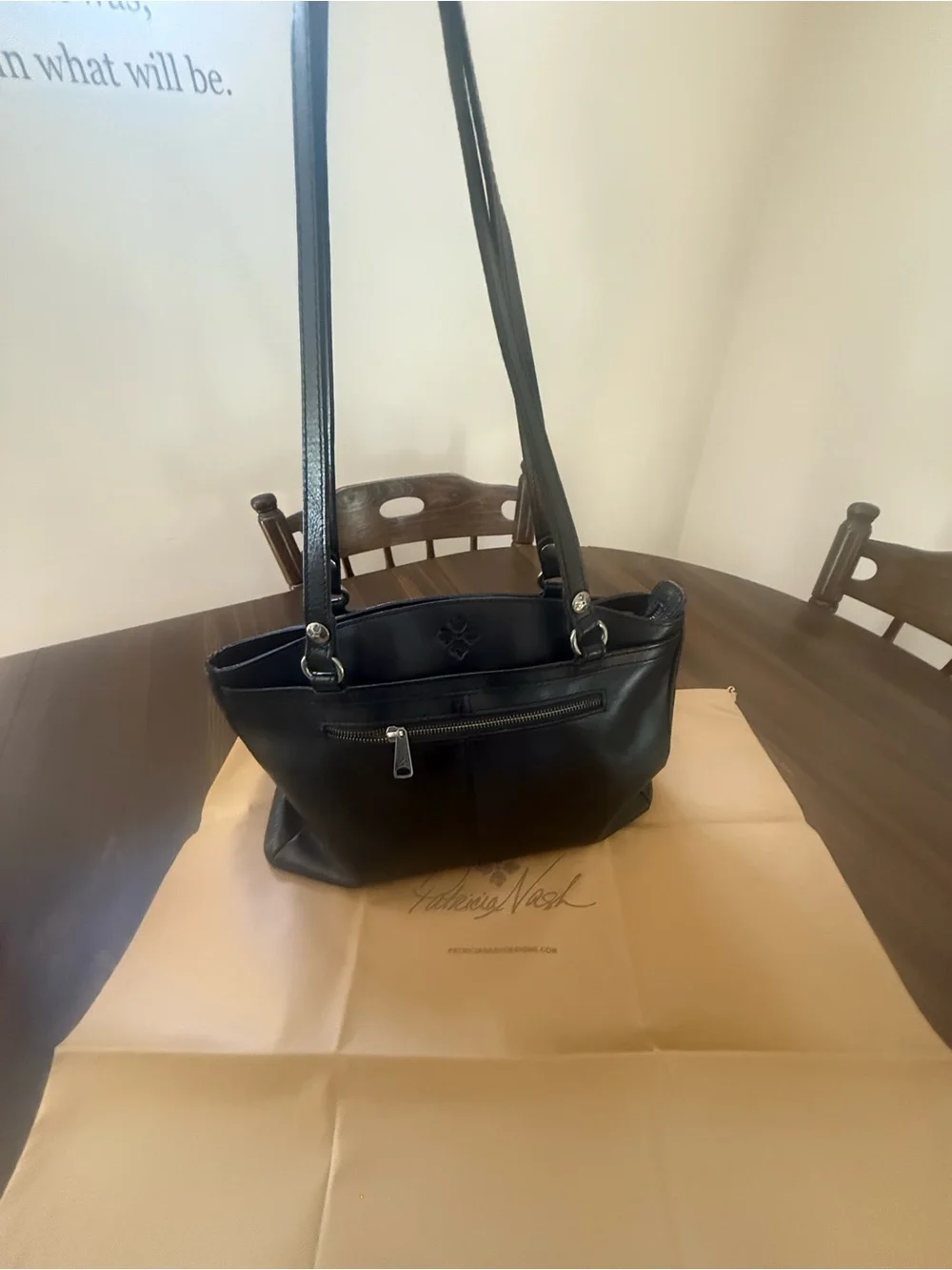 Patricia Nash Black Leather Shoulder Tote